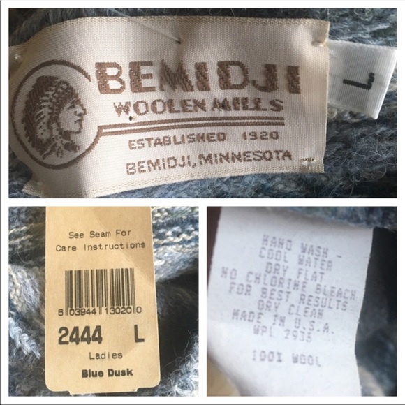NWT Bemidji Woolen Mills Blue Dusk Fair Isle Style Wool Sweater SZ L - Picture 8 of 8